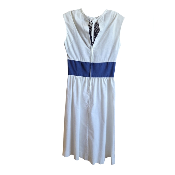 Vintage Lang Originals Dress Womens Small Floral Knee 80’s Sundress Linen Cotton - Picture 2 of 5